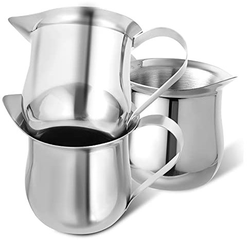 CAXUSD 3pezzi Piccoli Montalatte Acciaio Inossidabile Tazze Per Cappuccino e Latte Con Beccuccio Antisversamento Per