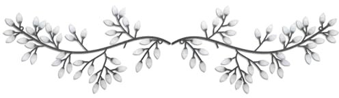 Decorazione da Parete a Forma di Foglia di Albero in Metallo, 2 Pezzi Ramo di Ulivo di Ornamento, Scultura da Parete con Fiori in Ferro per Porta, Soggiorno, Decorazione per Interni ed Esterni