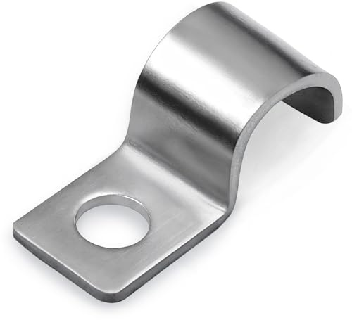 Jiaoshou Pan 25 Stück Kabelschellen Metall, V2A Edelstahl Befestigungsschelle, Einzelloch Metallkabelschellen für Kabel und Rohre Ø 10 mm