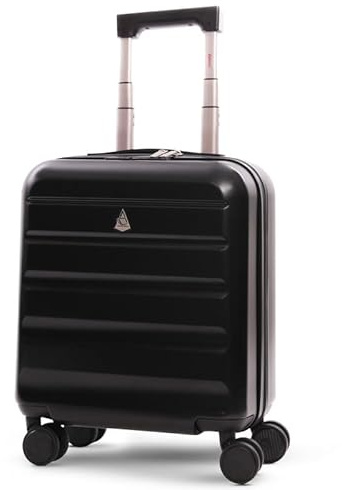 Aerolite 45x36x20cm Easyjet Maximum Size 8 Wheel ABS Hard Shell Carry On Hand Cabin Luggage Underseat Flight Travel Bag Spinner Suitcase 45x36x20 with TSA Lock (Black)
