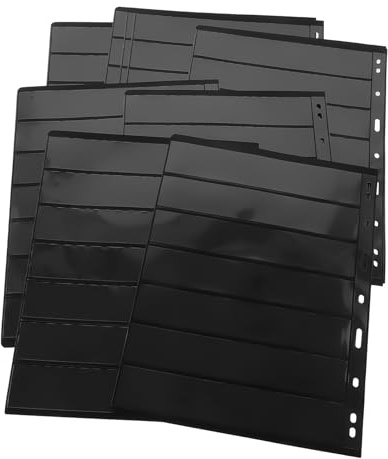 YARNOW Páginas de Colección de Sellos en PVC Transparente, 10 Hojas para Álbum Estándar Fondo Negro, Adecuado para Coleccionistas y Organización de Billetes