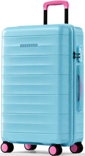 ABISTAB Hartschalenkoffer Mittelgroß 68x43x25cm - Leicht Koffer & Trolleys aus PP - Mariner Reisekoffer mit 4 Rollen & Zahlenschloss, Handgepäck Koffer, 69 Liter, Hellblau