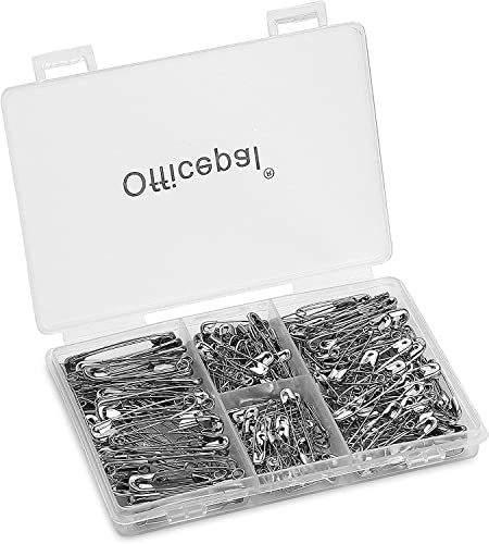 Officepal Premium Quality 4er-Pack Sicherheitsnadeln - Top 250 Stück - Langlebiges, rostfreies Set aus vernickeltem Stahl - Bestes Nähzubehör für Babykleidung, Kunsthandwerk, Kunst (4 Größe S)