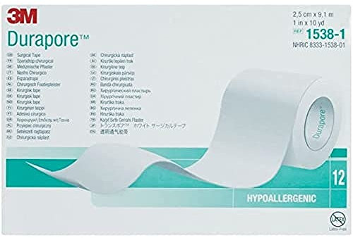 3M Durapore™ - cm 2.5 x 9.14 mt Cerotto in seta, Confezione 12 pezzi