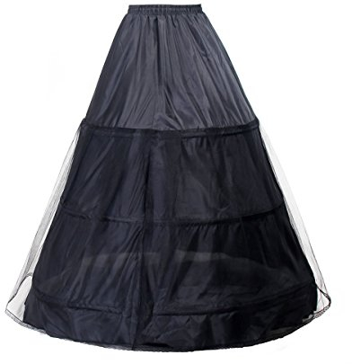 TUKA Reifrock 3 Ring verstellbar, Underskirt Unterrock, Krinoline Petticoat Gr. Middle passt Gr. 34 bis Gr. 38, Schwarz, TKB0005 Black
