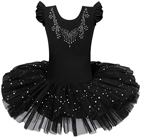 ZNYUNE Girls Princess Ballet Tutu Dress Comfort Black 5-6Y