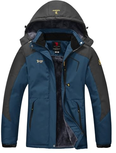 YSENTO Chaqueta de invierno para mujer, resistente al agua, chaqueta de esquí para exteriores, chaqueta de forro polar, chaqueta funcional con capucha desmontable