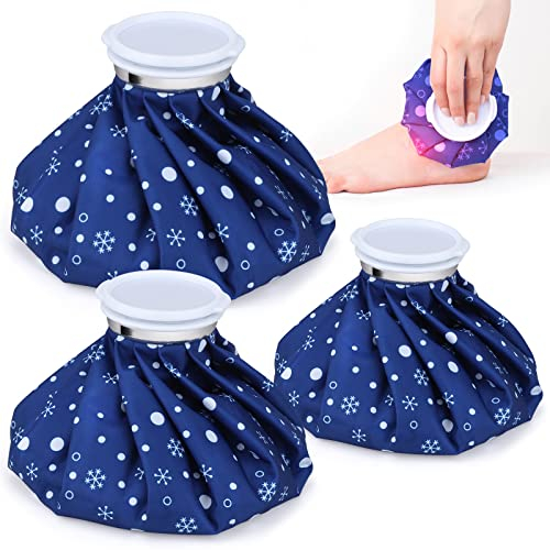 Bolsas de Hielo para Lesiones Reutilizables, 3 Piezas [15cm/23cm/28cm] Rodillera Hielo para Fiebre sin Fugas con Agua Fría y Caliente (50-55˚ C), Bolsas Frio para Herida de Hombro/Codo/Tobillo