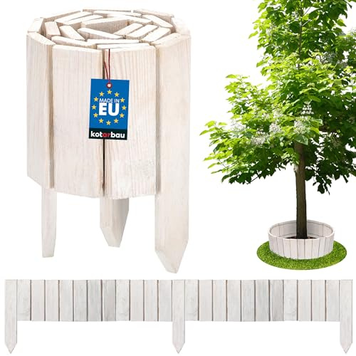 KOTARBAU® 1 pezzo. Rollborder - Recinzione in legno di pino bianco, 15 x 110 cm, flessibile, bordura per aiuole da giardino, ritagliabile, decorazione per recinzioni e bordature