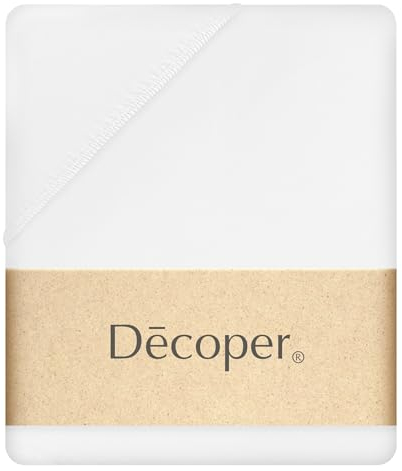 Decoper ® Mako-Feinjersey Spannbettlaken aus 100% Baumwolle | Atmungsaktiv & kuschelig weich | Oeko-Tex Zertifiziert | bis 25 cm Matratzenhöhe | 90-100 cm x 200 cm | Farbe Weiss
