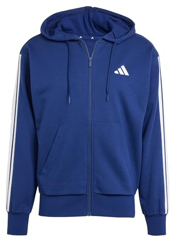adidas Essential Three Stripes French Terry med huva för män hel dragkedja