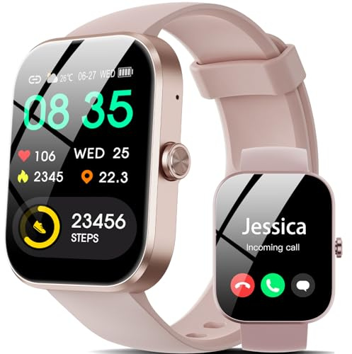 Smarta Klockmän och Telefonfunktioner, 1.91 HD Pekskärm Intelligent Klocka med Bluetooth Samtal, 112+ Motion, IP68 Vattentät, Sportklocka och Pulserad Sömnmonitor (Pulver)