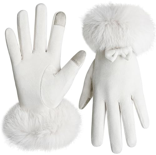Vagasi Gants d'hiver thermiques pour femme - Pour écran tactile - Gants d'hiver chauds et coupe-vent - Gants en daim pour femme - Pour cadeau, ski, cyclisme