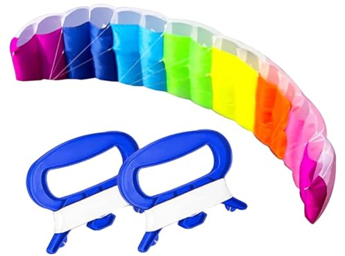 Cerf-volant acrobatique arc-en-ciel 1, 4 m Double ligne Power Kite Flying Tools Cerf-volant de sport acrobatique arc-en-ciel (planche de ligne couleur aléatoire) cerfs-volants pour adultes enfants