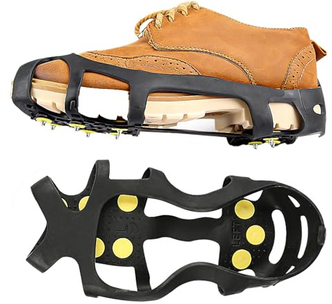 Grampones para Zapatos | Tracción Antideslizante para Zapatos - Agarres De Nieve con 9 Dientes De Tracción | para Invierno, Desplazamientos, Senderismo, Trabajo Exterior, Caminata, Montañismo