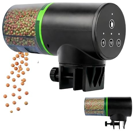 Automatic Fish Feeder for Aquarium - Fish Feeder Automatic Dispenser– with Adjustable Feeding Schedule for Home or Office and Small Tank Betta Turtle - Battery Vacation Self Feeding for Flakes.