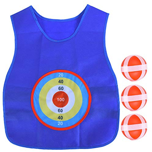MechKit Sticky Ball Jersey Barn utomhus Kul Sticky Target Game Väst Non Woven Tyg Andas Mjukt Ljus Säker Röd Blå 45x39cm 70g med 3 bollar Sportleksak för barn (Blå)