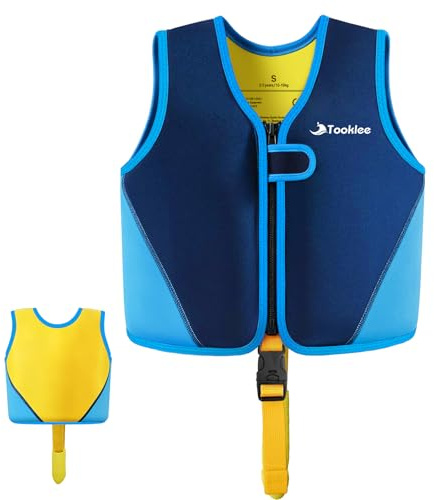 Gilet de Natation pour Enfant,Gilet Natation Enfant Certifié TÜV,Gilet Natation bébé garçon Aide à la Flottaison Réglable à 8 Panneaux,Gilet de Flottaison en Néoprène