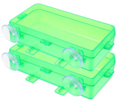 JEWEDECO Ciotola per Alimentazione Rettili Facile da Pulire e Resistente alla Deformazione 2 in Plastica Verde Ventosa per Gabbia di Domestici