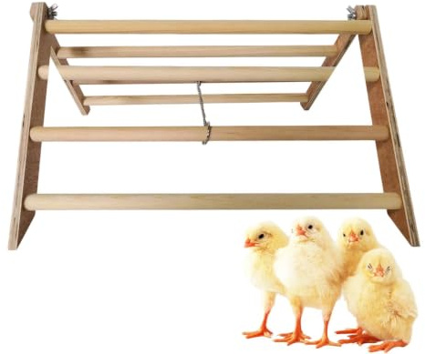 Fågelsittställ – Jungle gymbar av trä, 30 cm, interaktiv klätterleksak, aktivitetsplattform av naturligt lövträ | kycklingbur-träning för sömnbalans -