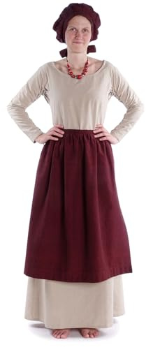 HEMAD Delantal medieval Repanse de algodón marrón, rojo, verde, beige, blanco vestimentado LARP