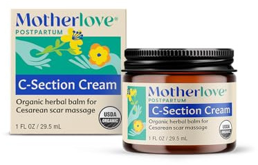 Motherlove Caesarean Cream (1 oz) Organic Herbal Scar Nourishing Cream - Relieves discomfort by minimizing appearance and reducing scar tissue buildup