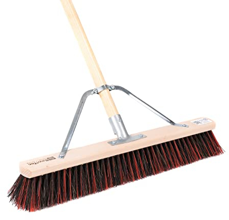 BawiTec Spezial-Straßenbesen mit speziellem Stielstabilisator und Stiel Arenga-Elaston-Borsten-Mix Breite 60cm Länge Besenstiel 160cm,robust und stabil,für groben und feinen Schmutz,Besen,Kehrbesen