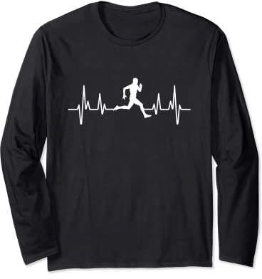Battement de coeur athlétisme humour running homme drole Manche Longue