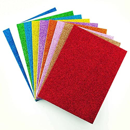 Sixstore A5 Self Adhesive Glitter Foam Sheet - Creative Art Supplies for Kids, Seasonal Crafts and Decorations, Pack of 10 (Mix),korttillverkning, scrapbooking och andra kreativa aktiviteter.