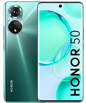 HONOR 50 Mobile Phone 5G SIM Free Unlocked 6 + 128 GB Smartphone with 108 MP Camera, 120 Hz 6.57 Inch Curved Screen, Android 11, 2 Year Warranty (Renewed)