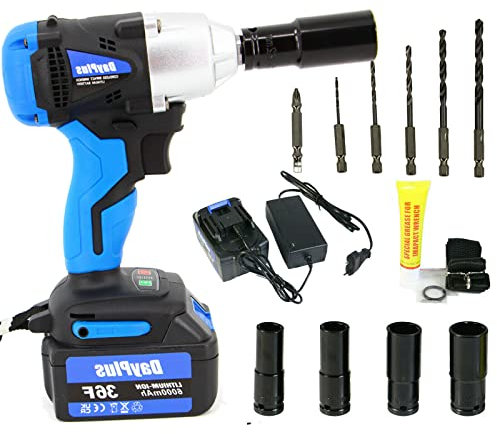 18V 2 in 1 Cordless Impact Wrench Cordless Drill Ratchet Cordless Screwdriver Brushless, 4pcs Scokets, 6 Drill Bits, 1/2 Drive Dual Speed Automatic Power Tool with LED Work Light