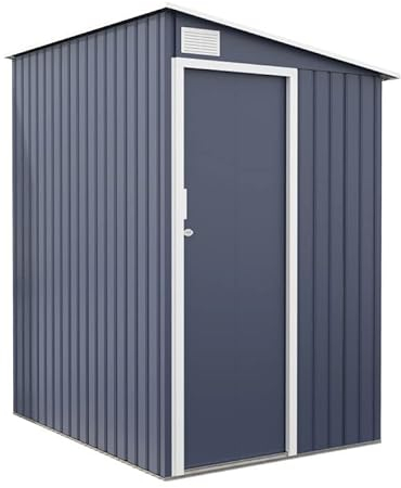 Grindi - Gerätehaus - Gartenhaus Metall Salix 2,91 m2, 150x194x187, Grau, Geräteschuppen - Fahrradgarage Gartenschrank - Gartenhütte - Gartenhaus - Geräteschuppen Schiebetür