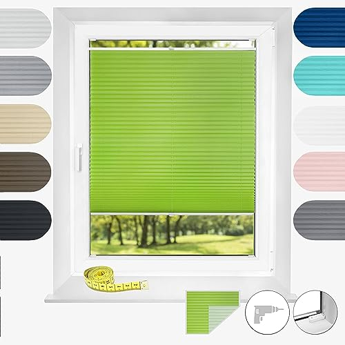Birrke Thermo Plissee mit Bohren - Maßanfertigung 25-160cm x 150-230cm - Sichtschutzrollo für Fenster - Sonnenschutz & Wärmeschutz - Einfache Montage - Fensterplissee Blickdicht
