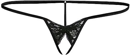 Sohimary 485 Damen Mini Offen Spitze String Tanga 32 34 36 38 XS S M Schwarz