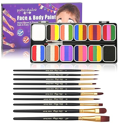 Joyeee Schminke Set, Gesichtsfarbe schminke Set, One Stroke Split Cake Schminke, Ungiftig Waschbar Face Paint Bodypaint, Make Up Theaterschminke für Halloween Fasching Karneval