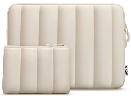 TECOOL Puffy Housse 13-13,3 Pouces pour MacBook Air 13 M5 M4 M3 M2 M1 2026-2018,13 MacBook Neo,Mac Book Pro 13/ Pro 14 M4 M3 M2 M1 2025-2016,13,3 Lenovo HP Dell Pochette Ordinateur PC Portable,Beige
