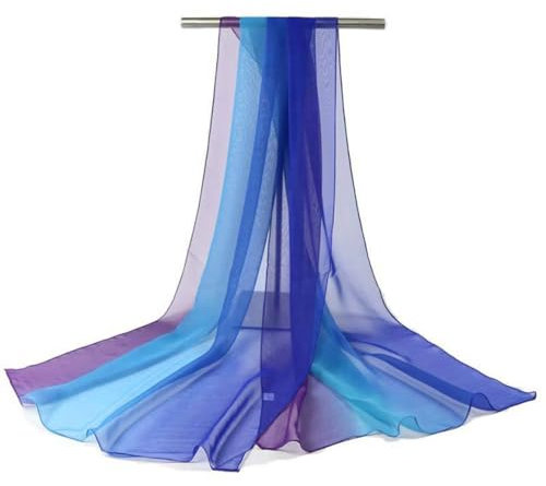 ZKGYUS Georgette Chiffon Schal Damen Lange Schals Blume Muster Soft Wrap Simulation Seidenschal für Frühling Sommer Herbst Winter, 160 * 50cm (Blau)