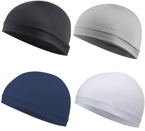 ATSNOSH 4 Stück Running Mütze für Herren Damen, Sommer Fahrradmütze, Sportmütze Laufmütze, Leichte Dünne Schlafmütze, Skull Cap, Atmungsaktiv (DE/NL/SE/PL, Alphanumerisch, Einheitsgröße, 4 Stück)
