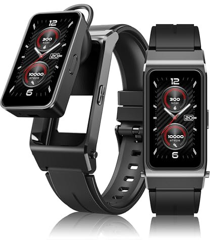OUKITEL Smartwatch Herren Damen Bluetooth Kopfhörer 2-in-1, Wasserdicht Fitnessuhr mit Telefonfunktion, 1,47 Zoll AMOLED Display, 100+ Sportmodi mit Schrittzähler Schlafmonitor Herzfrequenz (Schwarz)