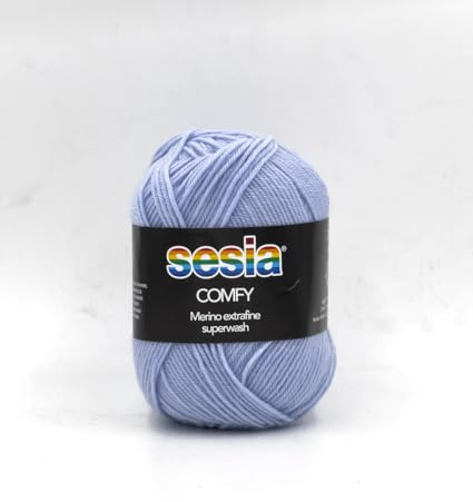 Filato per calzini Sesia Comfy Gomitolo Merino Extrafine Superwash e Lana Cashmere Azzurro col 1036