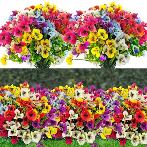 PANYI 6 Bouquets de Fleurs Botaniques Artificielles Fleur Artificielle Exterieur Résistant aux Intempéries Fleurs Artificielles pour La Décoration du Jardin,de L'Extérieur,du Balcon,etc