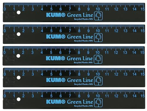 KUM - Righello, 15 cm, blu, confezione multipla da 5 pezzi | Materiale scolastico, Per misurare, disegnare e lavorare con precisione