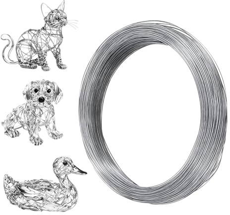 Nogeqi Fil à bijoux en métal argenté - 100 m - Fin - 0,5 mm - En acier inoxydable galvanisé - Flexible - Pour le bricolage, la fabrication de bijoux, l'artisanat et la sculpture