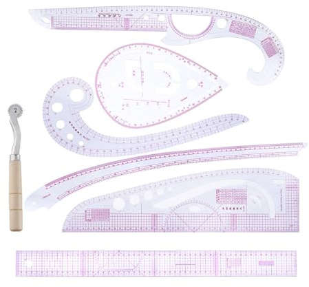 Règle de – 225 g – Outils d'alignement de règles de t-shirt – Outil d'alignement de – Outil de centrage de t-shirt | Kit de règle de classement de forme courbe avec roue à tracer pour
