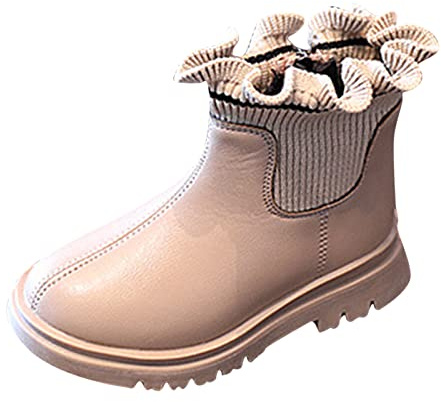 2026 - Botas de invierno para niñas, color sólido, corto, a la moda, antideslizantes, transpirables, color piel para mujer, Pink, 34 EU