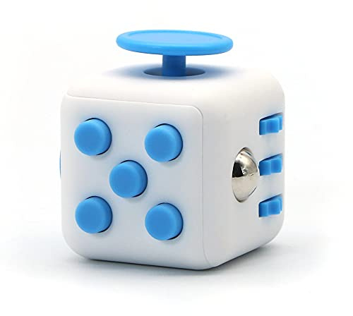 Appash Fidget Cube Stress Anxiety Pressure Relieving Toy Great for Adults and Children[Gift Idea][Relaxing Toy][Stress Reliever][Soft Material] (White & Blue)