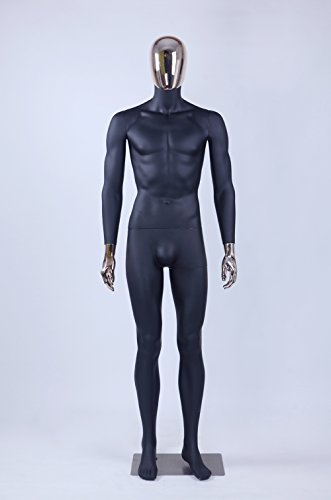 Eurohandisplay DM1*8D Mann schöne abstrakte schwarz Matt lackierte Schaufensterpuppe Galvanik Kopf und Hände Neu Männliche Weiblich (DM1++8D Mann)