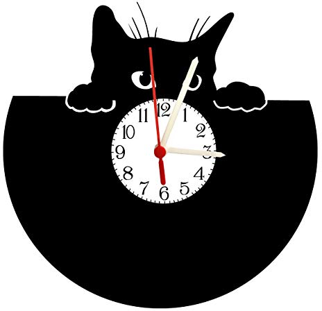 bigcopy e.K. Wandruhr Katze mit weißem Ziffernblatt, hochwertige Acrylglas Uhr mit lautlosem Quarzwerk, 3mm Stärke