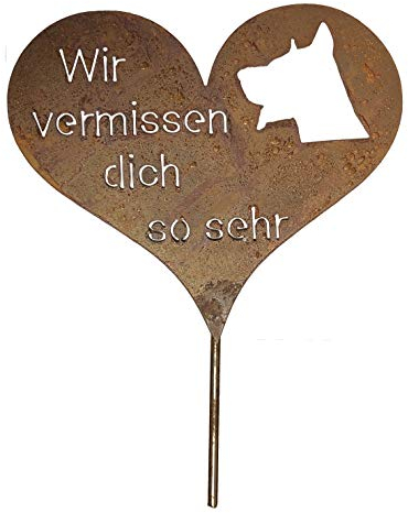 Radami Pietra commemorativa a forma di cuore per tomba, con scritta in lingua tedesca