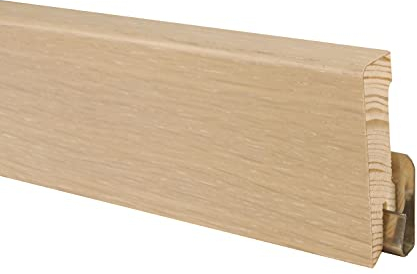 TRECOR® Zócalo de madera para 3 capas de parqué de roble lama, altura: 58 mm | profundidad 16 mm | longitud: 2400 mm (rodapié | 240 cm, roble barnizado blanco)